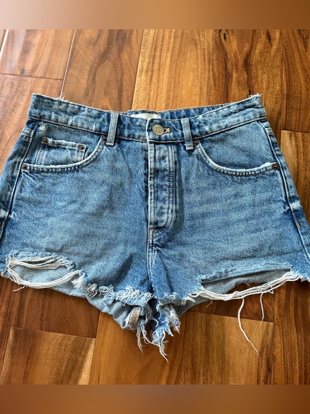 Zara Distressed Denim Jean Shorts Shorts